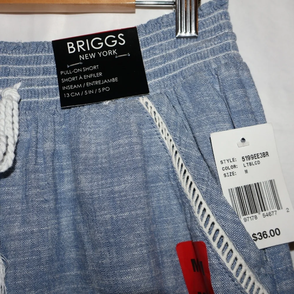 Briggs New York Blue Linen Flowy Shorts With Side & Back Pockets. Medium. NWT. - Picture 3 of 7